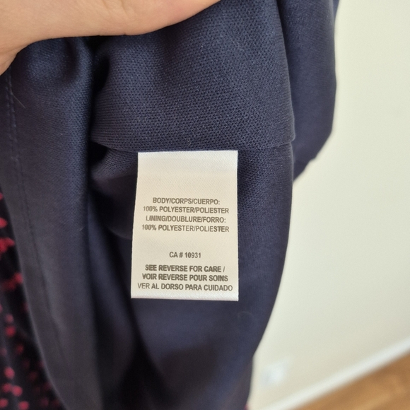 Laura Women's Feminine Navy & Pink Poka Dot Ruffle Asymmetrical Dress Size 4/S - Picture 9 of 9